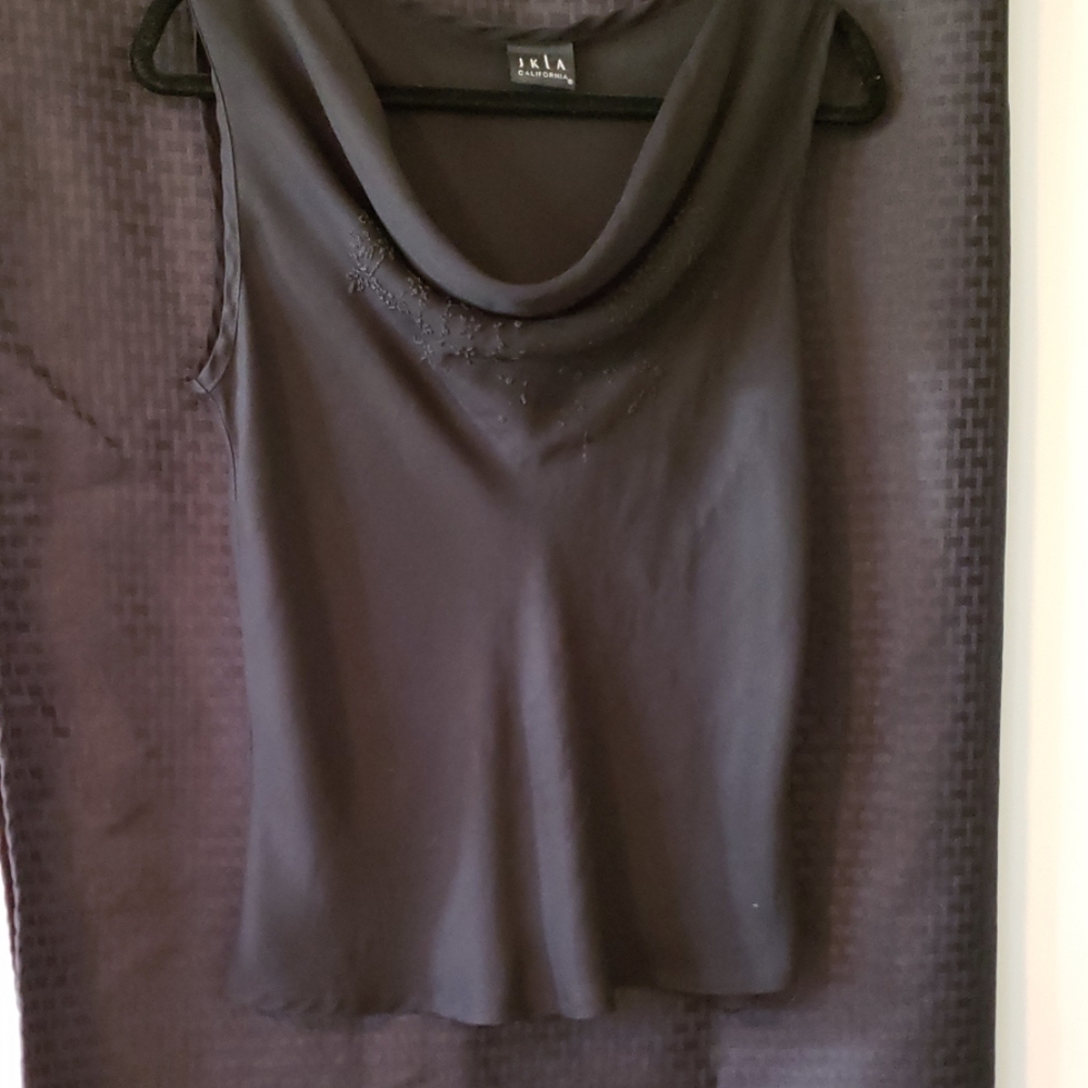 Sheer Black Top with detail in cowl nevk